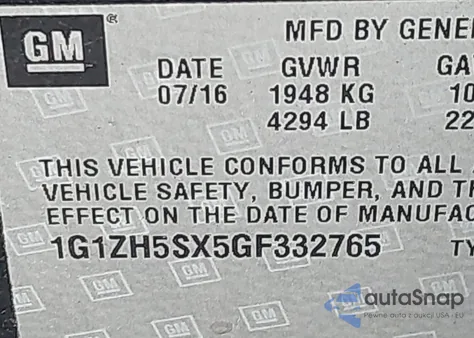 2016 Chevrolet Malibu Premier из США, поврежденный, VIN 1G1ZH5SX5GF332765